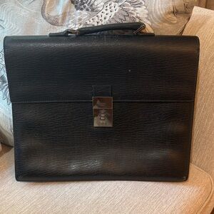 Gucci Black Leather Men's Briefcase with Combination Lock